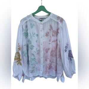 Floral Embroidered White Blouse